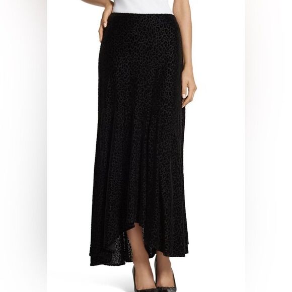 Chico's Janet Animal Print Velvet Burnout High Low Skirt - Picture 1 of 4